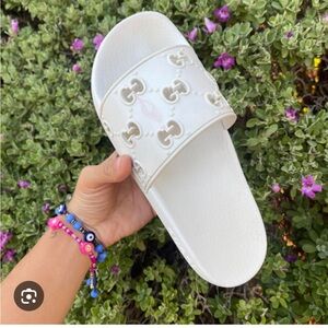 White Gucci gg rubber slides